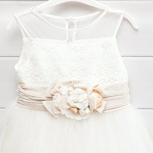 Embroidered Lace and Flowers Girls' Dress